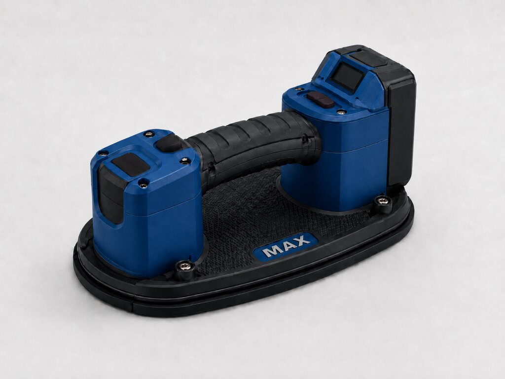 GRIPSTER MAX kabelloser Vakuumheber und Sauggreifer, blau-schwarz, mit zwei digitalen Anzeigen